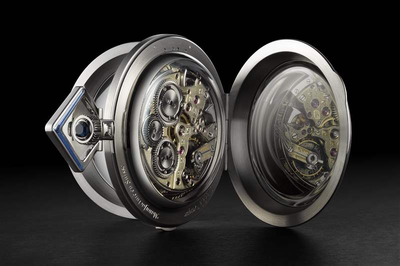 La Rose Carrée 懷表，表蓋打開(kāi)，顯示機(jī)芯