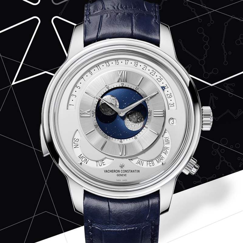 VC江詩(shī)丹頓閣樓工匠雙月手表復(fù)雜功能多達(dá)11項(xiàng)正反面都有看頭