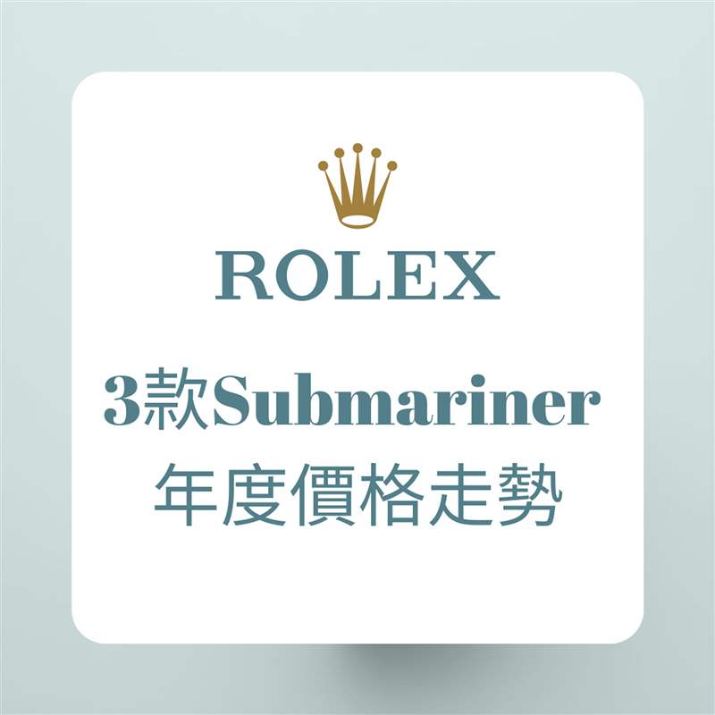 ROLEX 3款Submariner 年度價格走勢（ROLEX；01制圖）