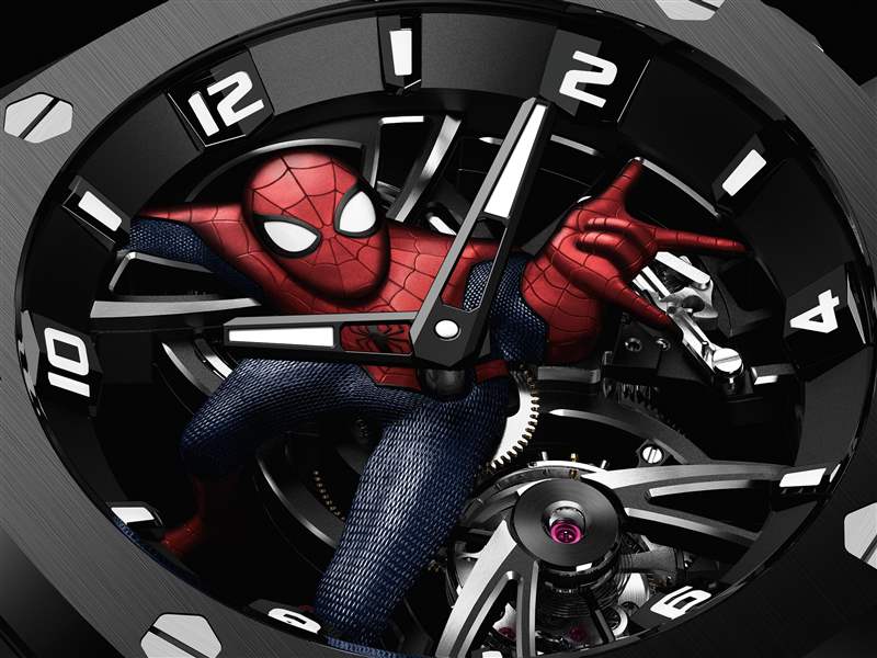 愛彼推出Royal Oak Concept Tourbillon Spider-Man蜘蛛俠主題鏤空陀飛輪腕表
